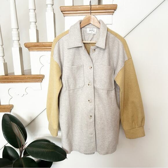 The Native One Colorblock Shacket Oversized Button Up Jacket Size S Small - Picture 2 of 6